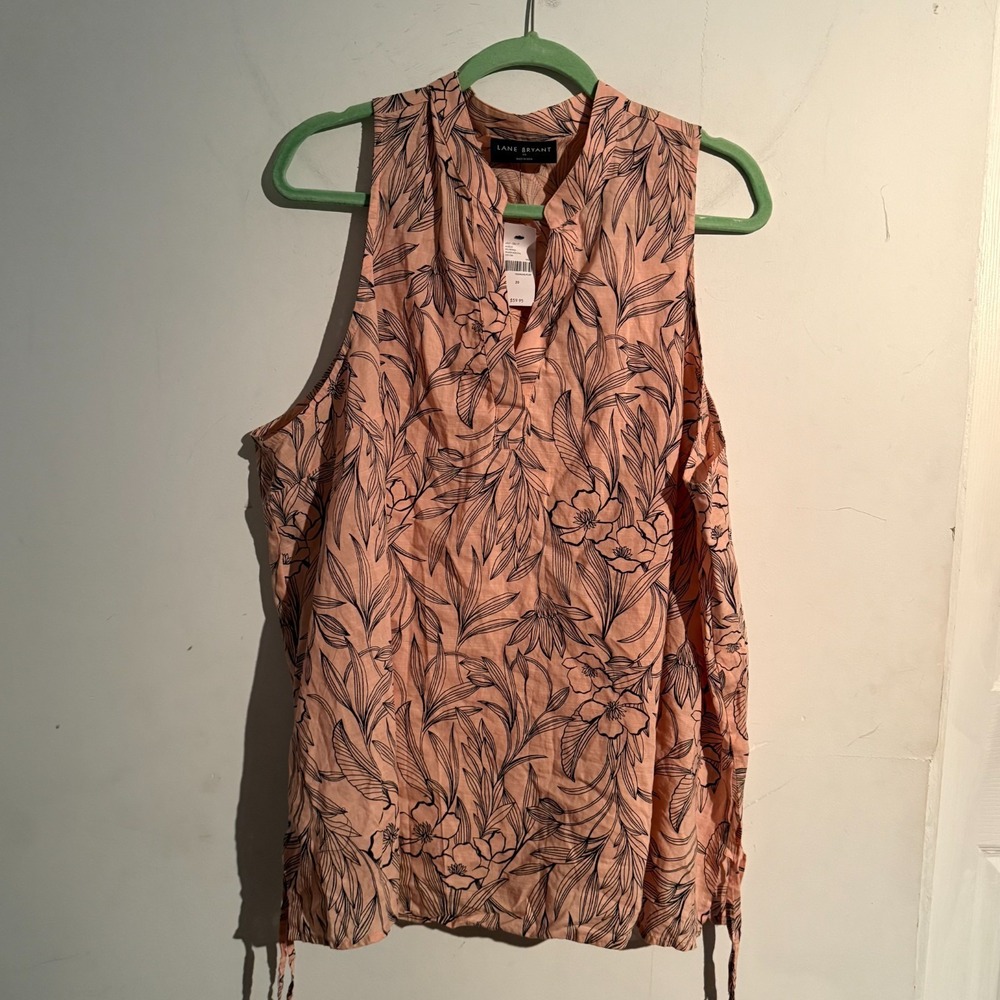 Lane Bryant Peach Floral Sleeveless Blouse